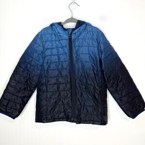 GAP Kids Boys Lightweight Puffer Jacket In Ombre Blue Size XS